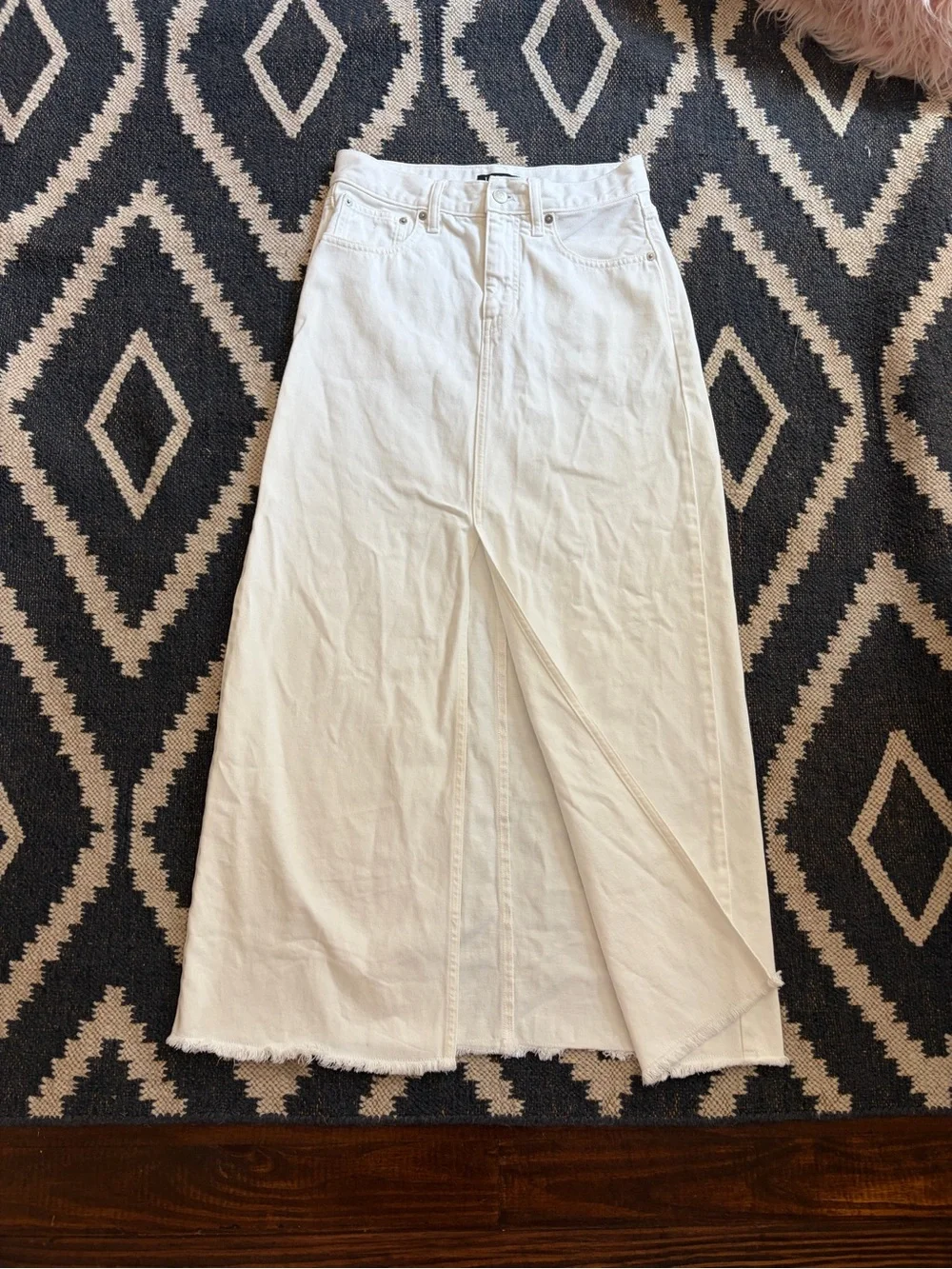 J. Crew White Maxi Denim Skirt with Raw Hem